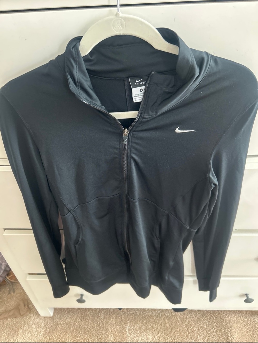 Nike Black Athletic Zip Jacket with White Swoosh